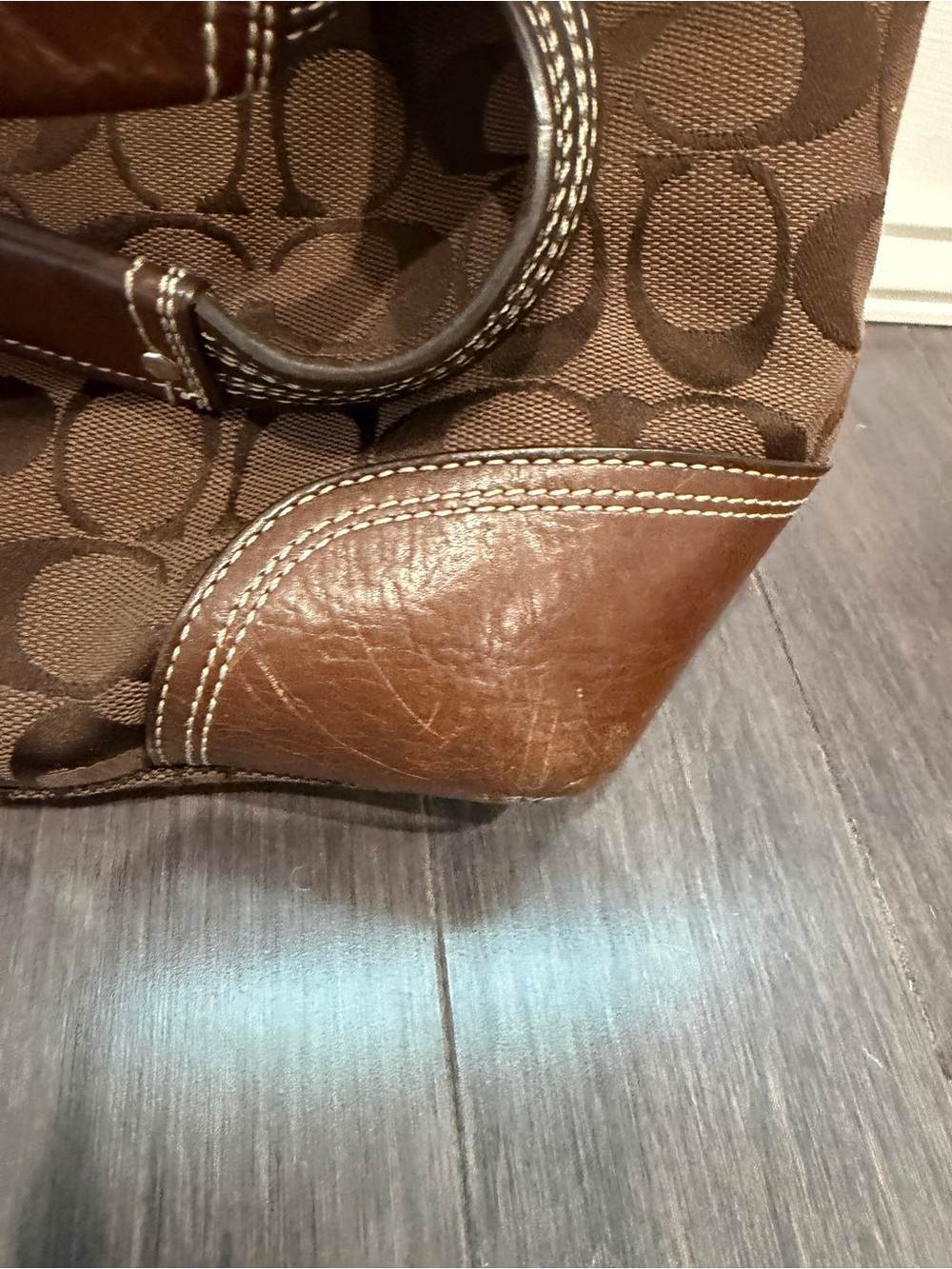 Coach Brown Signature Canvas Tote with Chestnut Leather Trim for Women - Picture 4 of 11